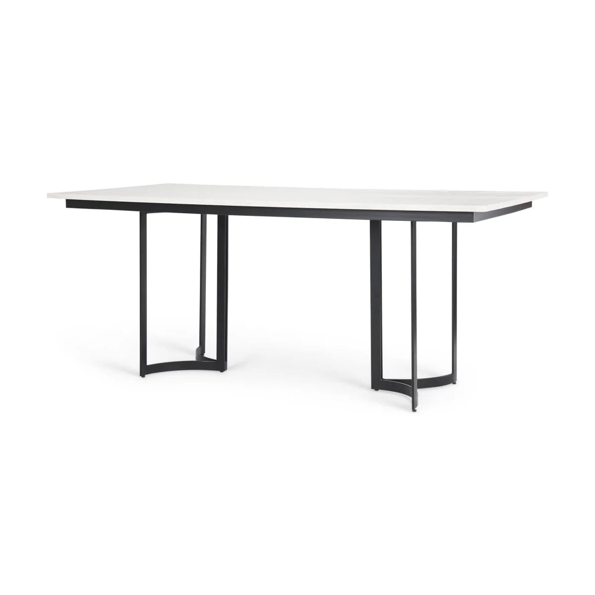 Tanner Rectangle Dining Table White Marble | Black Metal | Rectangle
