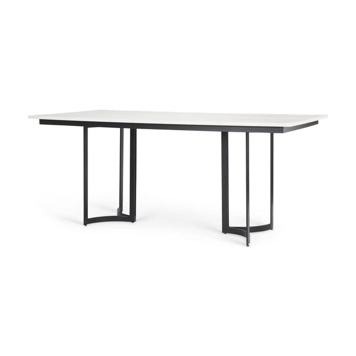 Tanner Rectangle Dining Table White Marble | Black Metal | Rectangle