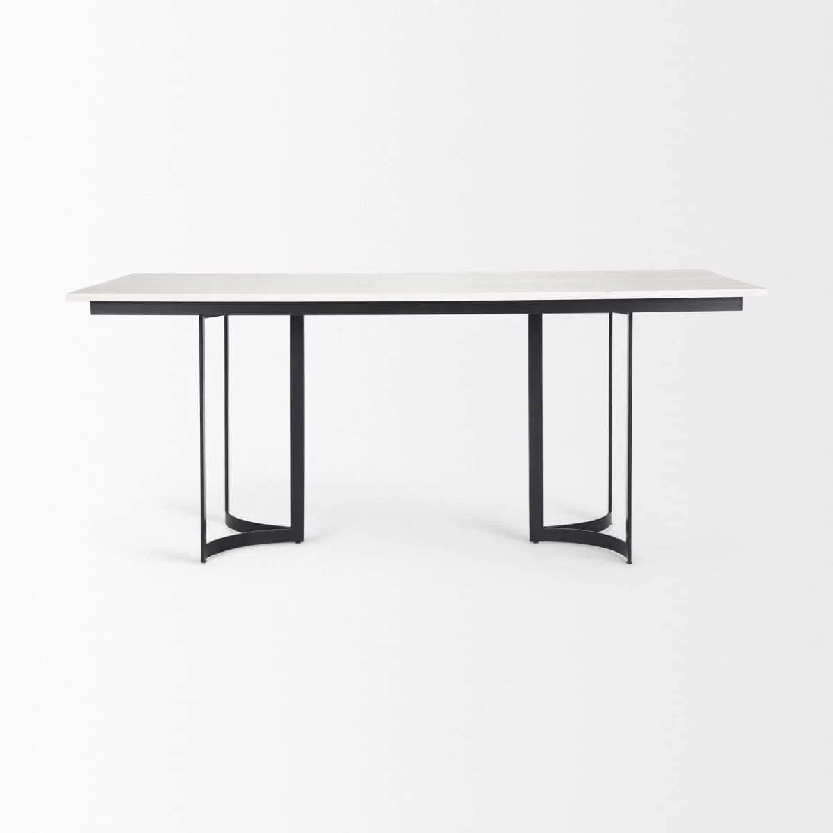 Tanner Rectangle Dining Table White Marble | Black Metal | Rectangle
