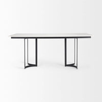Tanner Rectangle Dining Table White Marble | Black Metal | Rectangle