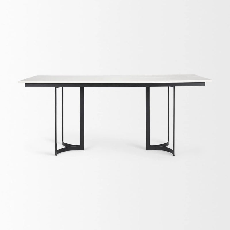 Tanner Rectangle Dining Table White Marble | Black Metal | Rectangle
