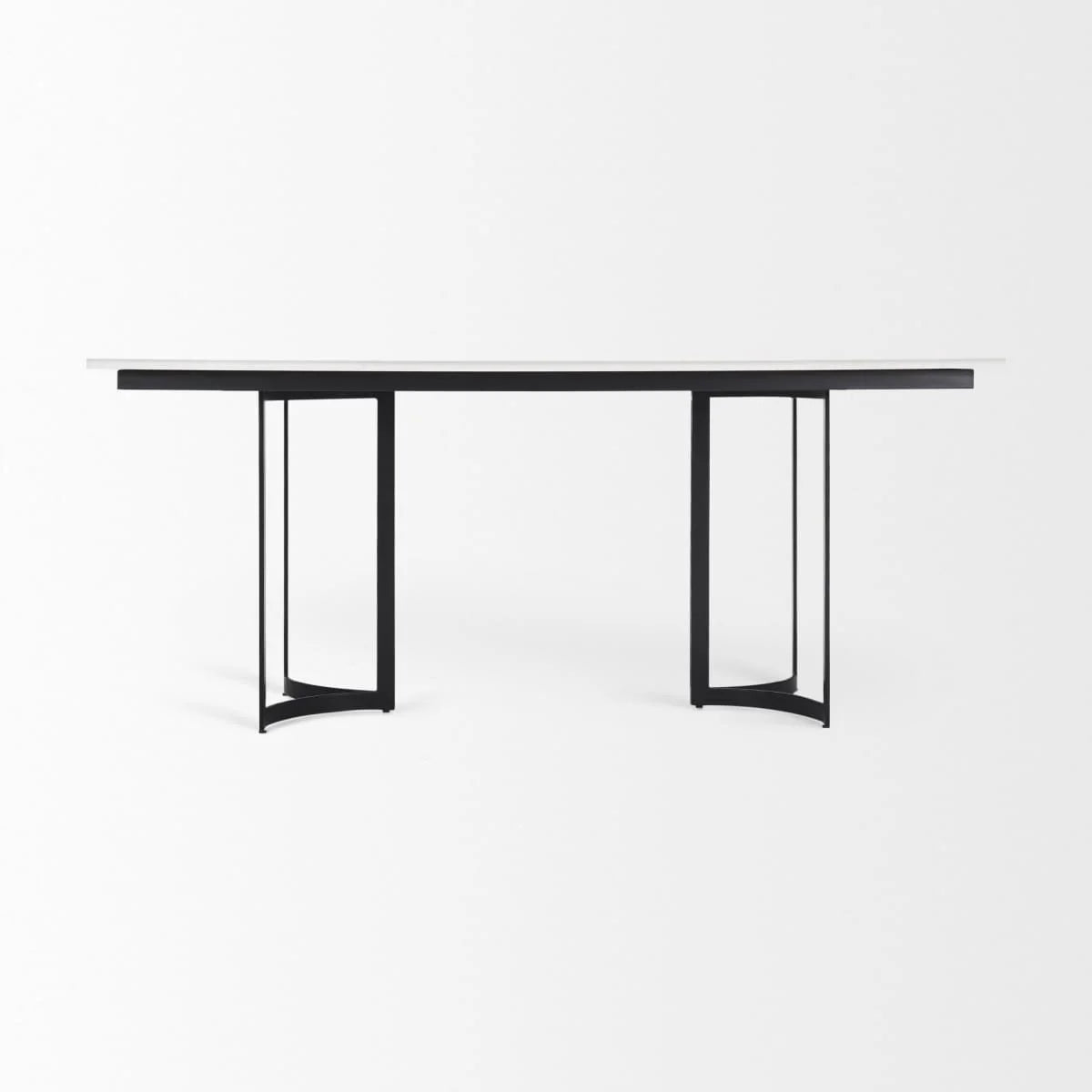 Tanner Rectangle Dining Table White Marble | Black Metal | Rectangle