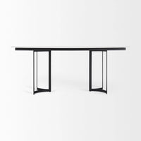Tanner Rectangle Dining Table White Marble | Black Metal | Rectangle