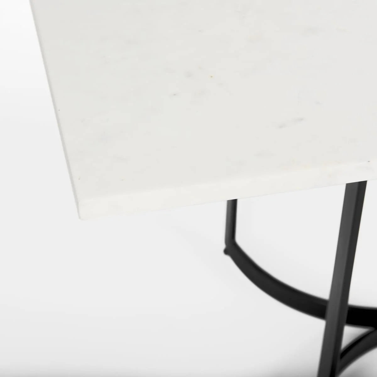 Tanner Rectangle Dining Table White Marble | Black Metal | Rectangle