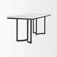 Tanner Rectangle Dining Table White Marble | Black Metal | Rectangle