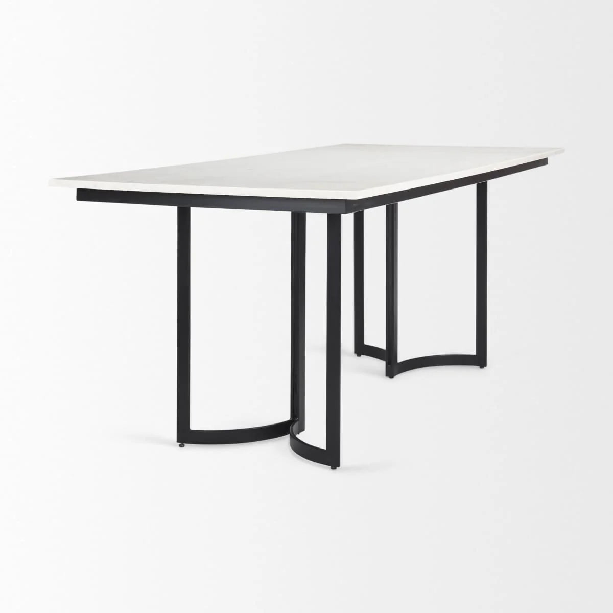 Tanner Rectangle Dining Table White Marble | Black Metal | Rectangle