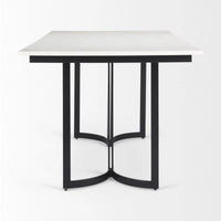 Tanner Rectangle Dining Table White Marble | Black Metal | Rectangle
