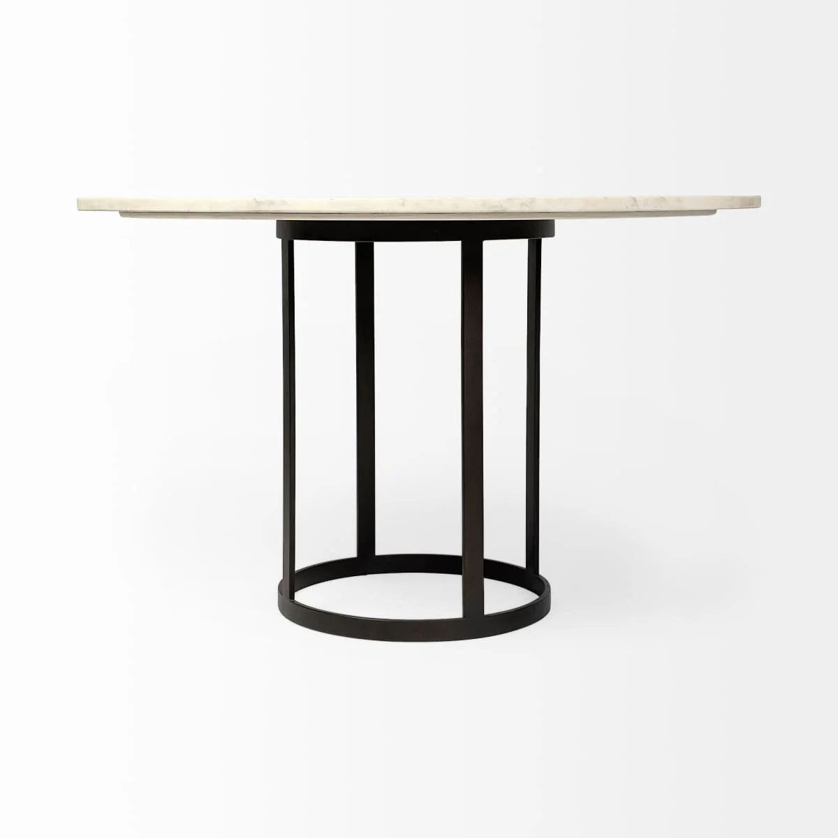 Tanner Round Dining Table White Marble | Black Metal | Round