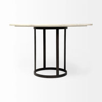 Tanner Round Dining Table White Marble | Black Metal | Round