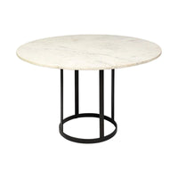 Tanner Round Dining Table White Marble | Black Metal | Round