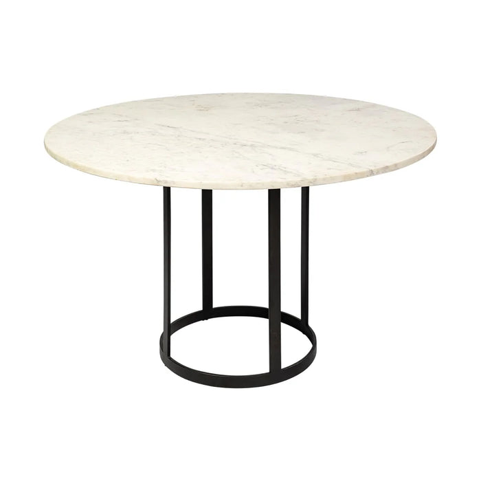 Tanner Round Dining Table White Marble | Black Metal | Round