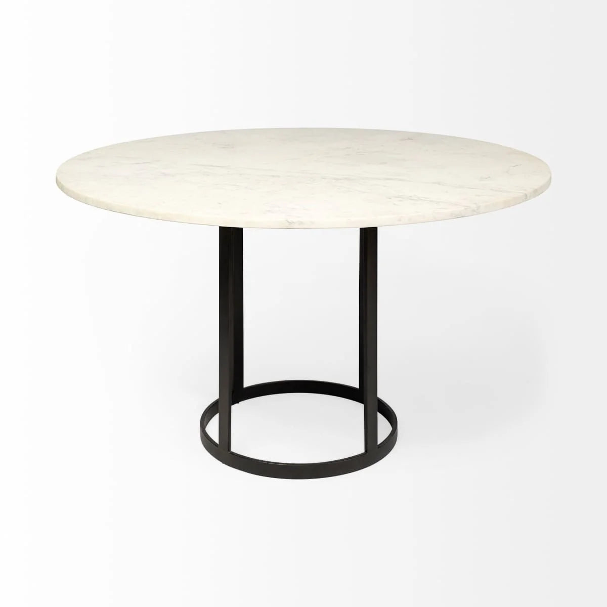 Tanner Round Dining Table White Marble | Black Metal | Round