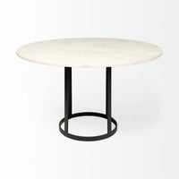 Tanner Round Dining Table White Marble | Black Metal | Round