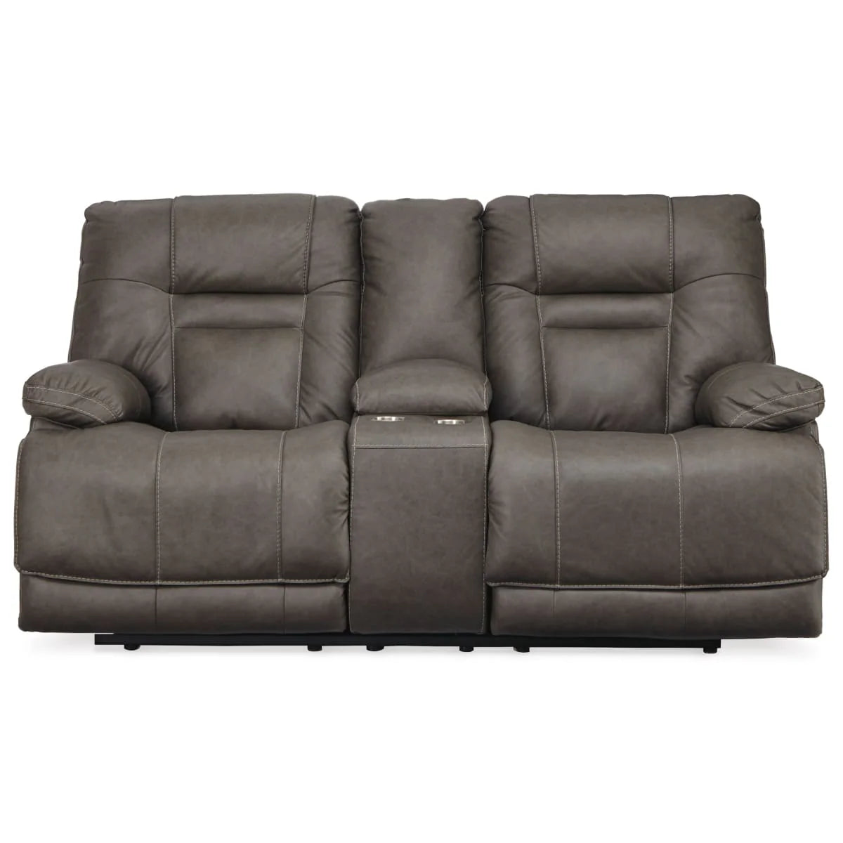 Wurstrow Smoke Power Reclining Loveseat with Console