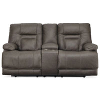 Wurstrow Smoke Power Reclining Loveseat with Console