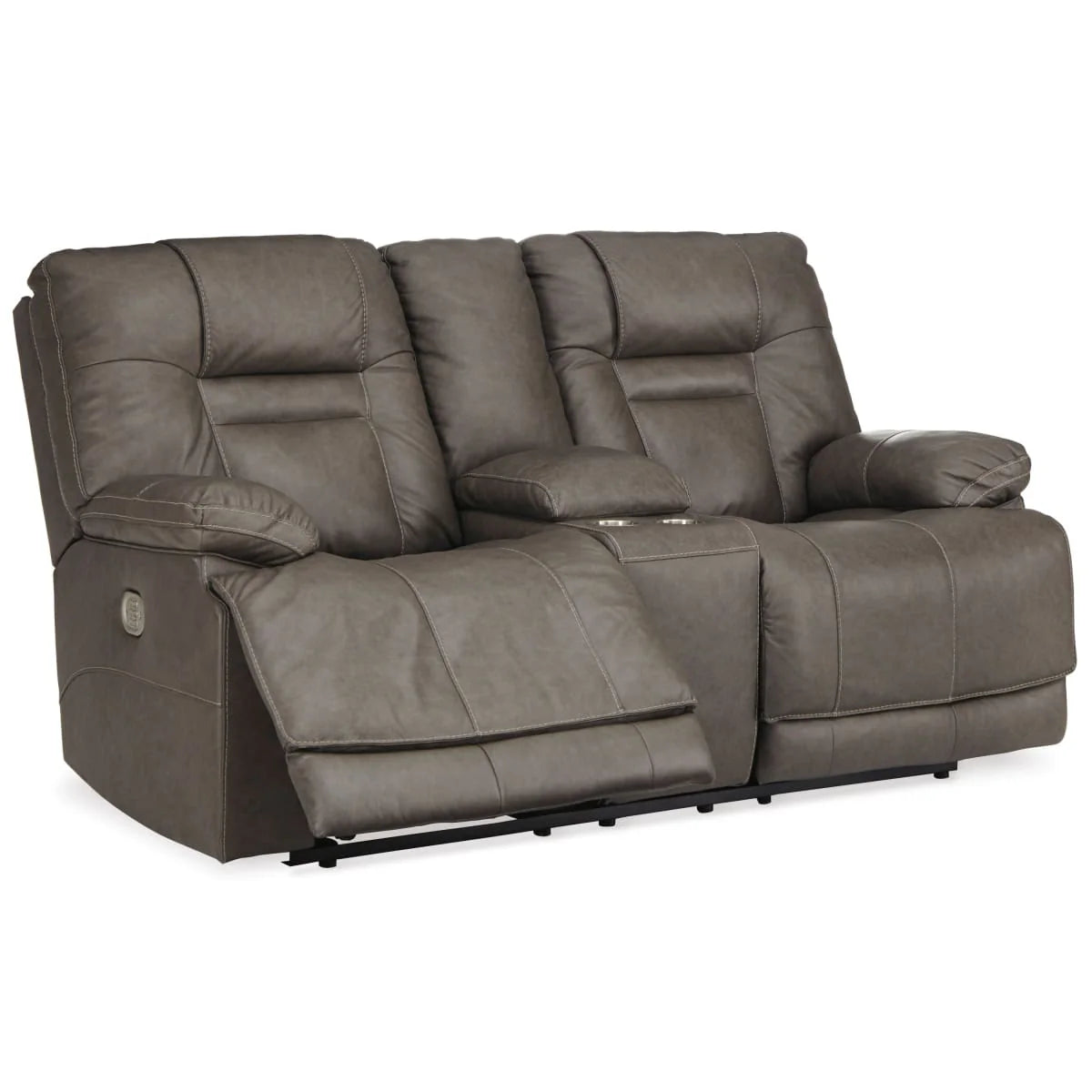Wurstrow Smoke Power Reclining Loveseat with Console